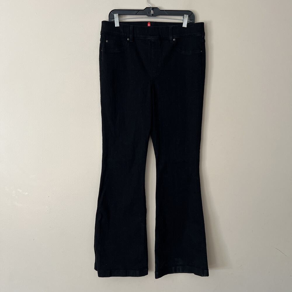 SPANX Flared Wide Leg Jeans Black Denim Dark Wash High Rise Women’s Size XL